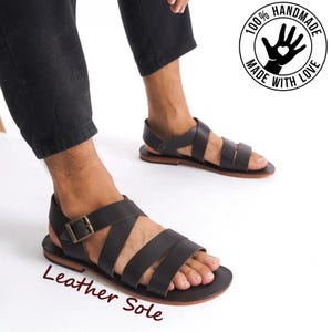 Handmade Leather Men Sandal, Gdreek Men sandals, Mens leather slides, Minimalist leather sandals, Criss cross leather slippers,  Men sandals