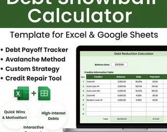 Debt Snowball Calculator: Excel & Google Sheets Debt Payoff Tracker