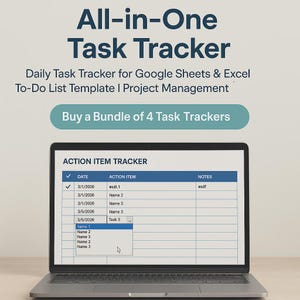 Task Tracker Spreadsheet: Google Sheets & Excel To-do List (digital ...