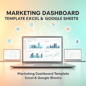 Marketing Dashboard Template Excel & Google Sheets - Editable Digital Download - Campaign Analytics Email Subscriber Data