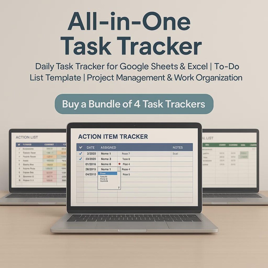 Task Tracker Spreadsheet: Google Sheets & Excel To-do List (digital ...