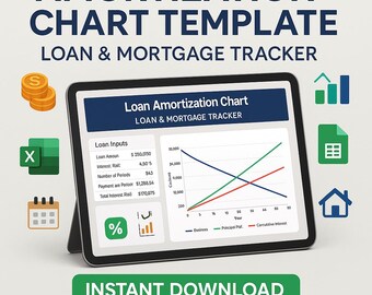 Cronograma de Amortização de Empréstimos: Calculadora de Hipotecas em Excel com Gráficos (Download Instantâneo)