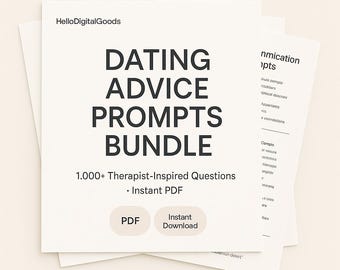 Couples Conversation & Dating Advice Prompts | Therapist‑Inspired Questions for Couples | Relationship and Communication | Instant Download