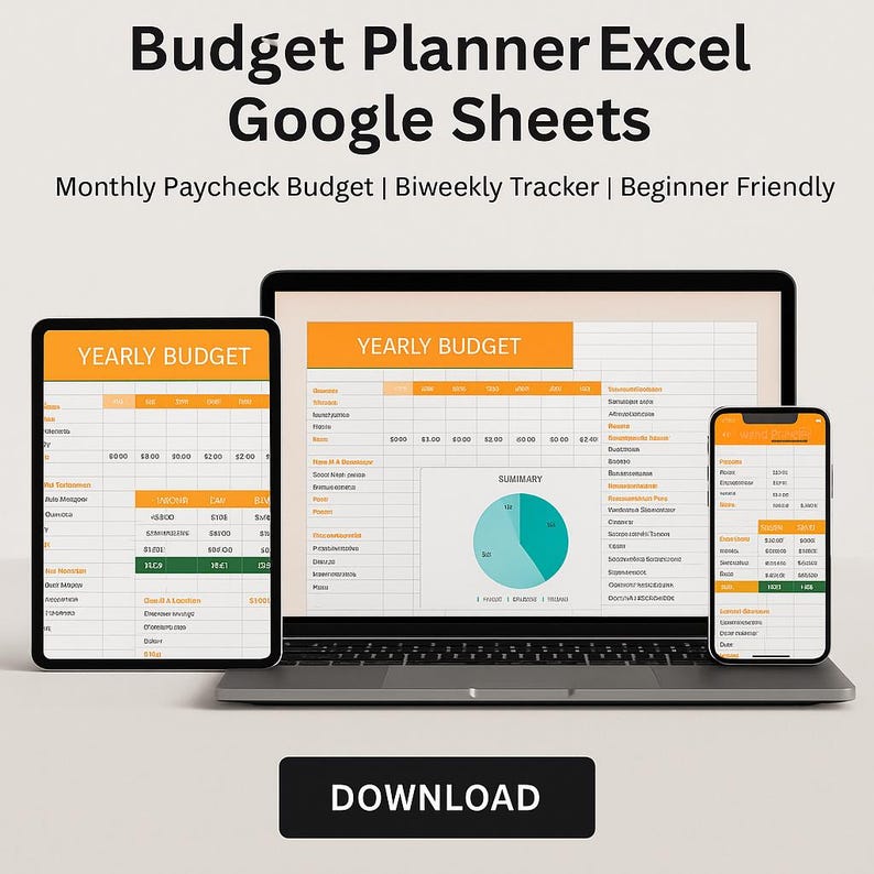 Budget Planner Excel Google Sheets | Monthly Paycheck Budget ...