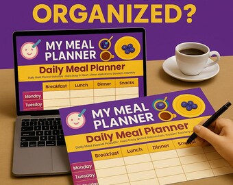 Weekly Meal Planner Printable | Meal Tracker, Food Diary, Grocery List | Meal Prep and Kitchen Inventory (A4, A5, US Letter)