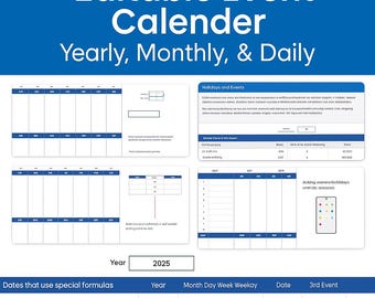 Editable Excel Calendar Template: Undated Digital Planner (Reusable)