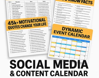 Digital Social Media Planner: 45k+ Quotes, Blog Ideas (PDF, Excel, Notion)