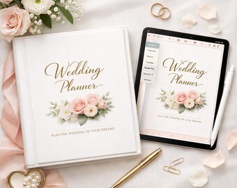 Printable Wedding Planner, Bridal Binder, Budget, Guest List (PDF & GoodNotes)