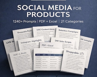 Social Media for Products Prompts Bundle | Ecommerce Content Prompts | Instagram Reels + TikTok Shop Scripts | PDF + Excel