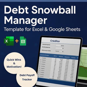 Debt Payoff Planner & Tracker | Debt Snowball/Avalanche Calculator | Excel and Google Sheets | Loan/Credit Card/Mortgage Payoff Template