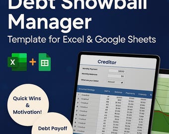 Debt Payoff Tracker: Snowball/Avalanche Excel & Google Sheets Template