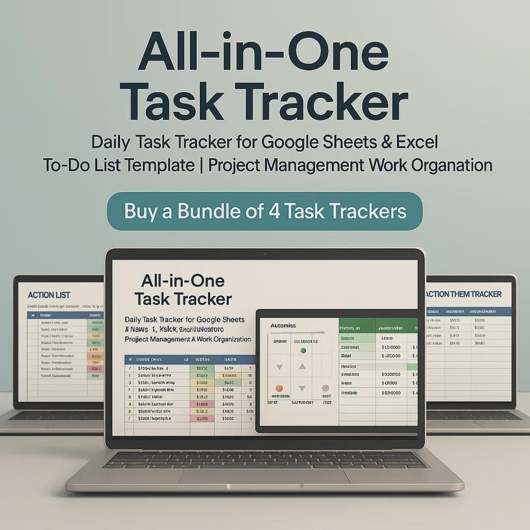 Task Tracker Spreadsheet: Google Sheets & Excel To-do List (digital ...