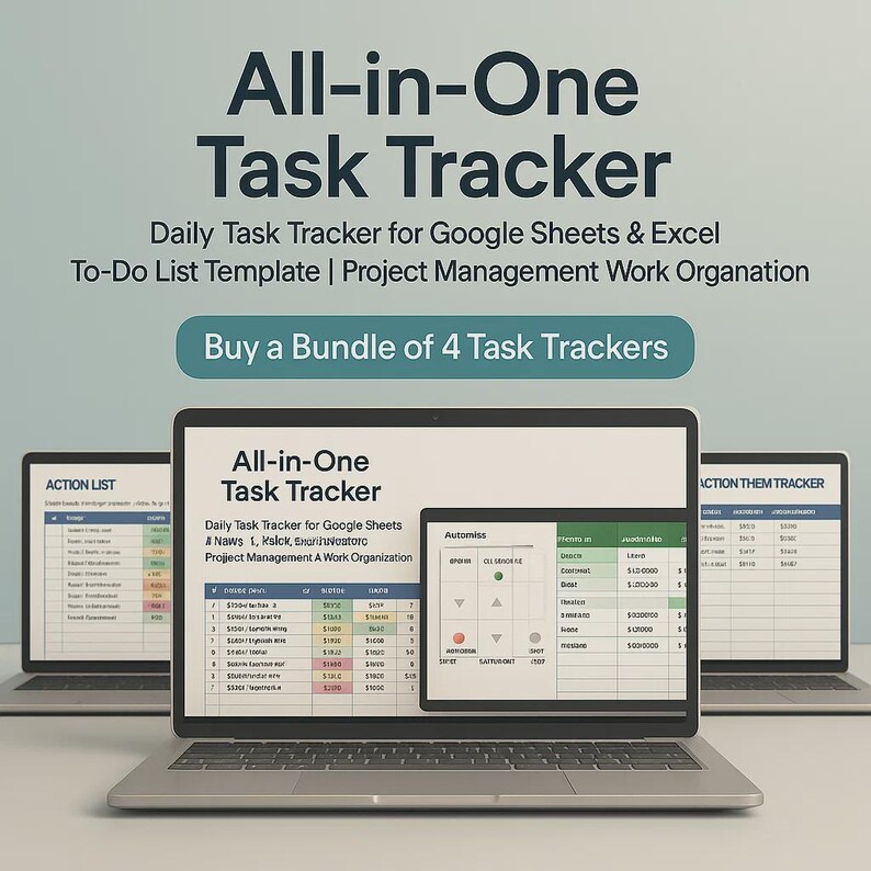 Task Tracker Spreadsheet: Google Sheets & Excel To-do List (digital ...
