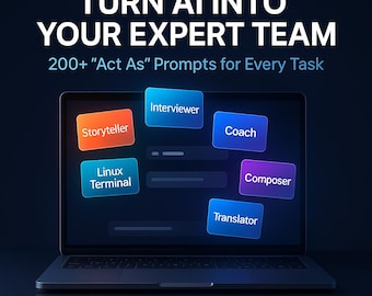 Act As” ChatGPT Prompts Bundle PLR | AI Persona and Role Prompts | Interview, Translator, Coach, Storyteller, Developer & 20+ More Roles