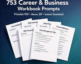 Exercícios de Carreira e Negócios | Busca de Emprego, Entrevista, Currículo, LinkedIn, Planejamento | PDF para Imprimir + ZIP