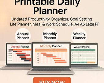 All-in-One Planner Bundle: Printable Daily, Monthly, Annual PDF (A5/Letter/Discbound)