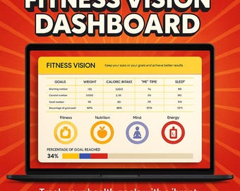 Printable Fitness Planner: Diet, Workout, Wellness Journal (Excel & Google Sheet, A4/A5/Letter Sizes)