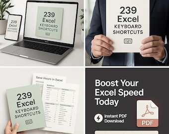 Excel Shortcuts Cheat Sheet: Windows & Mac Keyboard Guide (Digital Download, PDF)