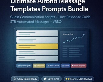 Pacote completo de modelos de mensagens para Airbnb | Roteiros de comunicação com hóspedes | Guia de respostas para anfitriões | Mensagens automatizadas para aluguel de curta duração | VRBO