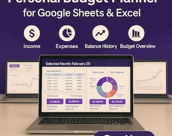 Personal Budget Planner: Google Sheets & Excel Spreadsheet (Digital Download)