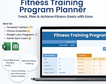 Fitness Training Program Planner: Google Sheets & Excel (Digital Download)