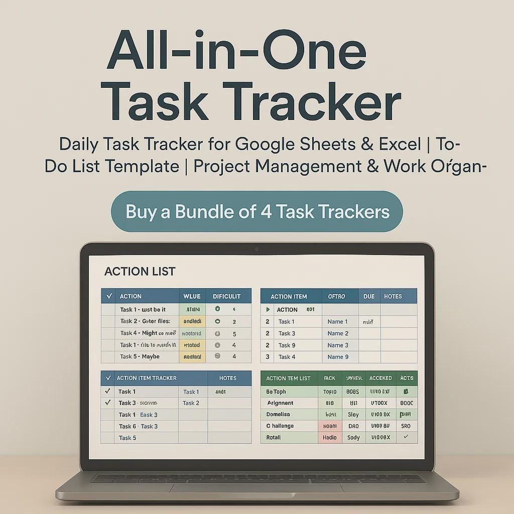 Task Tracker Spreadsheet: Google Sheets & Excel To-do List (digital ...