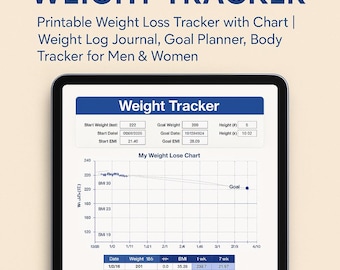 Printable Weight Loss Tracker: KG/LBS, Goal Planner (A4/A5/Letter Digital Download)