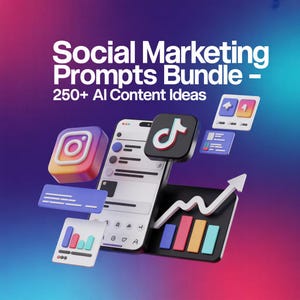 Social Media Marketing Prompts Bundle - 250+ AI Content Ideas for Instagram, TikTok & Facebook - Digital Download Marketing Templates