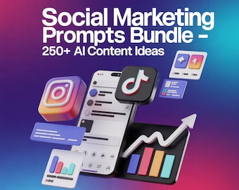 Social Media Marketing Prompts Bundle - 250+ AI Content Ideas for Instagram, TikTok & Facebook - Digital Download Marketing Templates