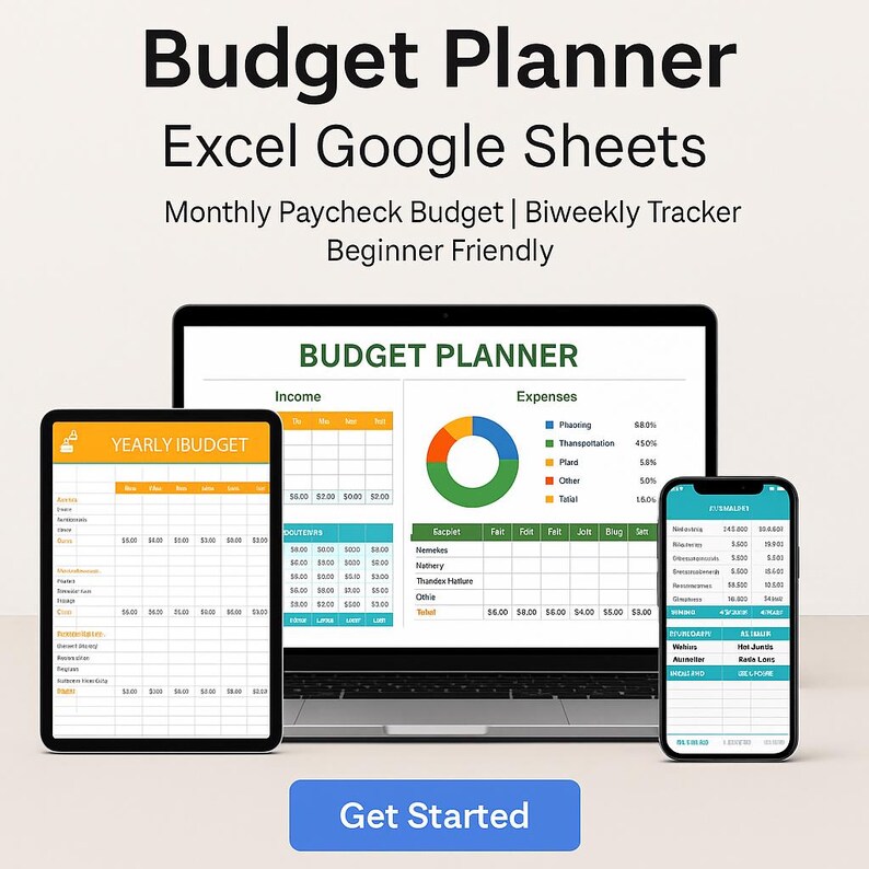 Budget Planner Excel Google Sheets | Monthly Paycheck Budget ...