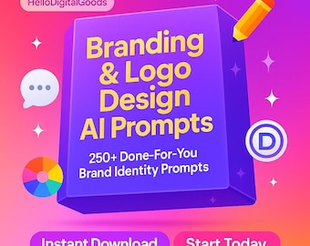 Branding & Logo Design AI Prompts Bundle | 250+ Brand Strategy and Logo Prompts | Brand Identity Kit | Branding Workbook | Instant Download