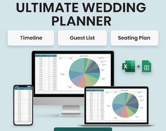 Ultimate Wedding Planner Spreadsheet & Budget Tracker | Timeline, Guest List, Seating Plan, Itinerary, Gift Log