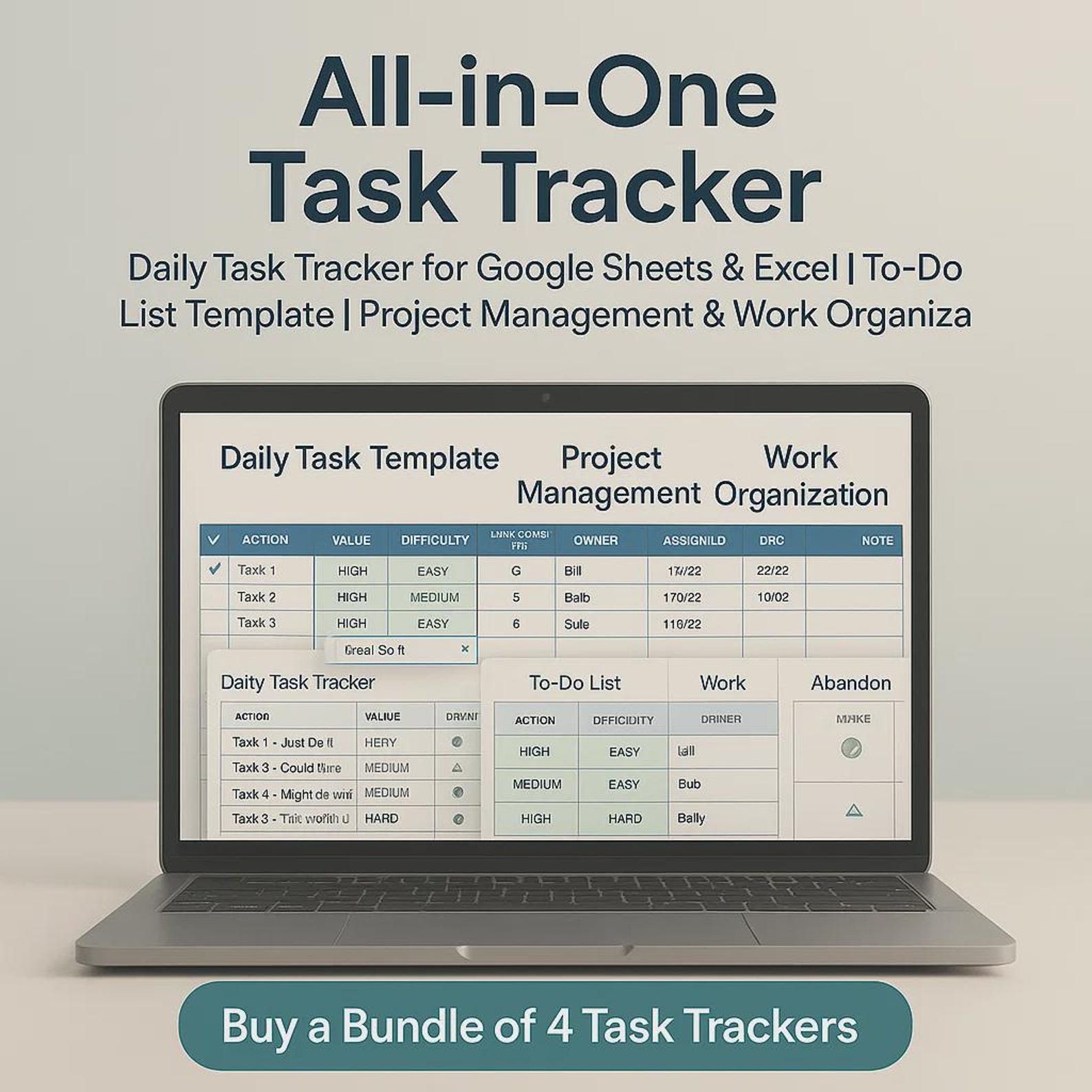 Task Tracker Spreadsheet: Google Sheets & Excel To-do List (digital ...