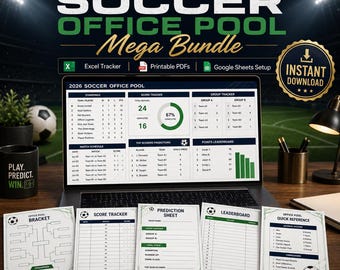 World Cup 2026 Office Pool, Soccer Prediction Game, Excel Tracker, Printable Bracket