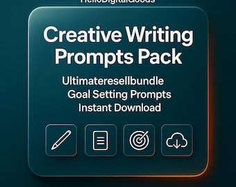 Creative Writing Prompts Pack | Ultimateresellbundle - Goal Setting Prompts - Instant Download