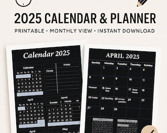Editable 2025 Calendar Printable: Minimalist Planner (Excel & Google Sheets Digital Download)