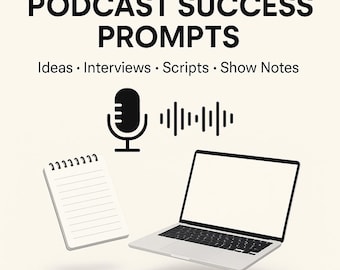 Paquete completo de ideas para podcasts: planifica tus episodios más rápido: ideas, entrevistas, guiones, notas. Descarga inmediata.