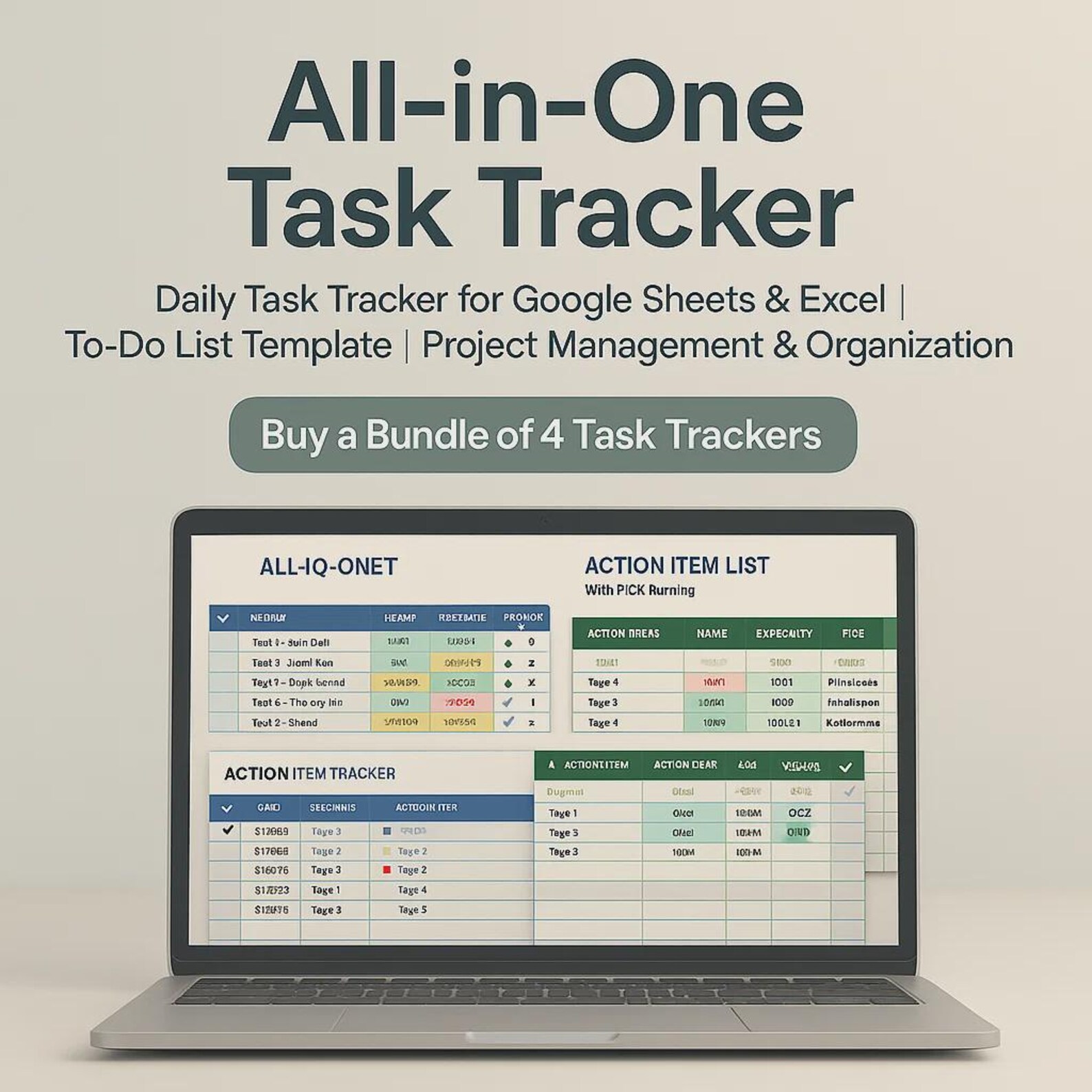 Task Tracker Spreadsheet: Google Sheets & Excel To-do List (digital ...
