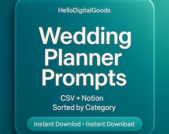 Paquete de sugerencias de inteligencia artificial para planificadores de bodas: sugerencias de ChatGPT para correos electrónicos de proveedores, cronogramas, presupuestos y contenido para redes sociales / Plantillas digitales