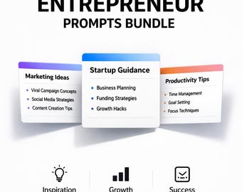 Paquete de sugerencias para emprendedores / Startup + Pequeña empresa / Plan de negocios, marketing, ventas, precios, sistemas