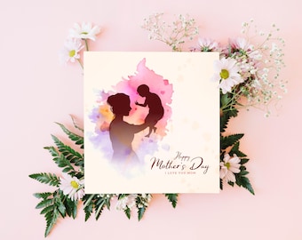 Ilustración de madre e hija: Mamá SVG para Cricut (archivos digitales)