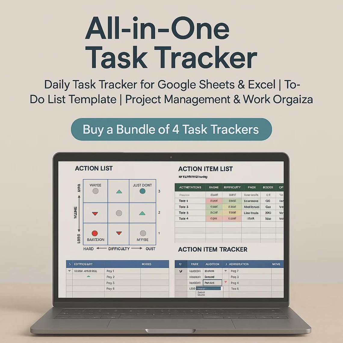 Task Tracker Spreadsheet: Google Sheets & Excel To-do List (digital ...
