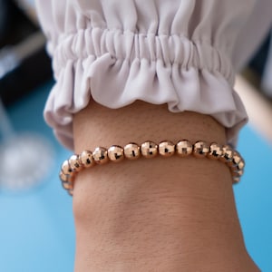 14k Solid Gold Perlen Armband: Diamond Cut Ball Armband
