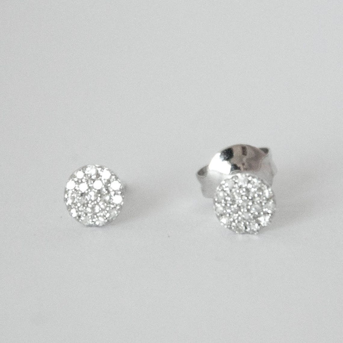 Flat Diamond Stud Earrings. Gold Stud Earrings With Diamonds Etsy