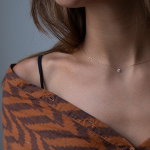 Dainty diamond necklace  floating diamond 18k solid gold necklace delicate gold necklace Diamond Solitaire Pendant gift for her for woman
