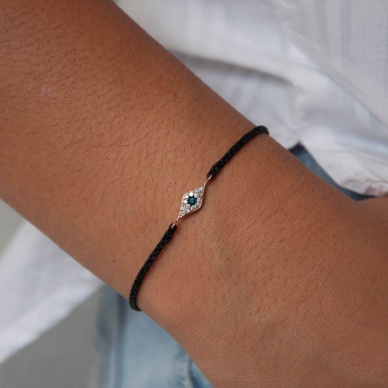 Evil Eye Bracelet Diamonds in 14k Solid Gold Gold Evil Eye Etsy