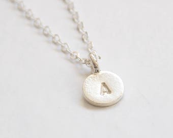 Initial Necklace. Hand Stamped. Sterling Silver. Monogram necklace.