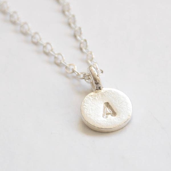 Initial Necklace. Hand Stamped. Sterling Silver. Monogram necklace.