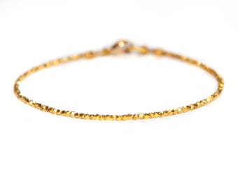 Gold beads bracelet,  Essential Gold stacking bracelet - simple bead bracelet