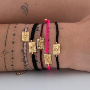 Pulseira de ouro 14k com palavras, Lucky, MAMA, AMORE, LOVE, Pulseira com nome, Pulseira de cordão de ouro, Pulseira da amizade, Pulseira com letras, presente para ela